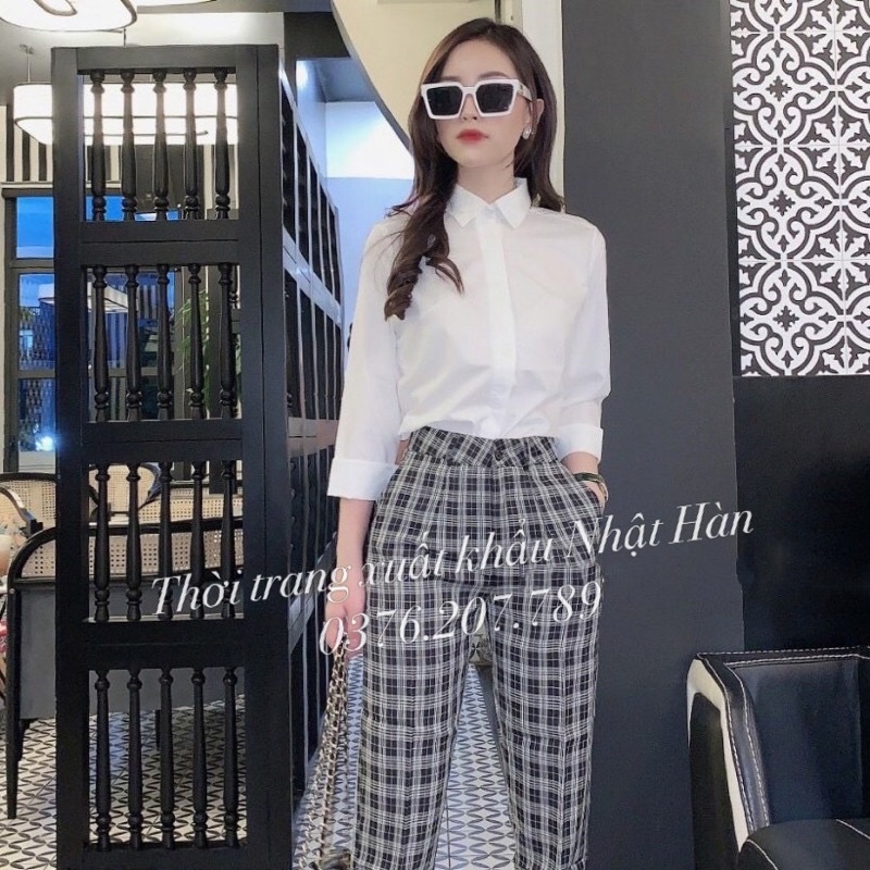 Áo Sơ Mi Nữ Trắng, Hàng Xuất Nhật, Dài tay, Kiểu Công Sở, Dáng Suông [Đủ size 43-55 kg] | BigBuy360 - bigbuy360.vn