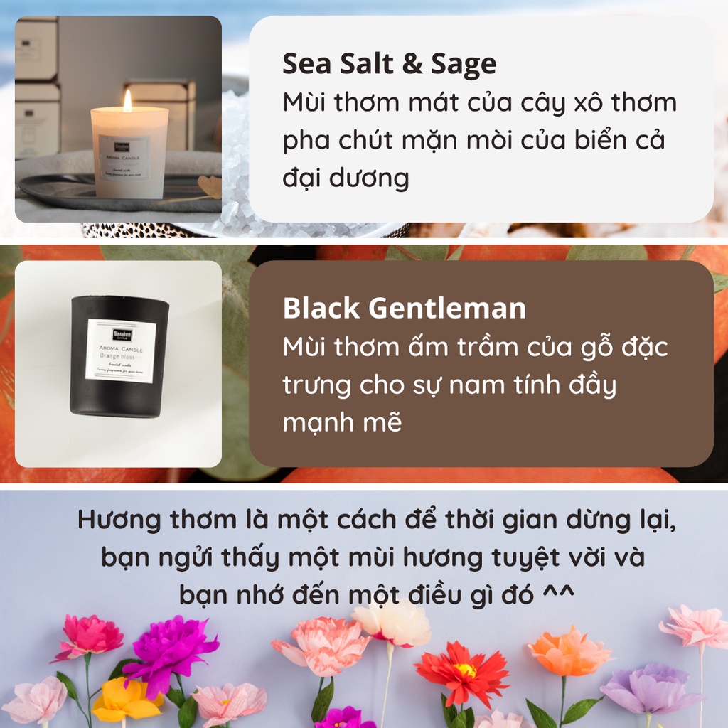 Nến Sáp Thơm Phòng Ngủ Candle Cup Tinh Dầu Thiên Nhiên Khử Mùi Không Khói 50g Menahem NEN11