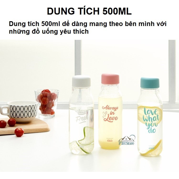 [Mã SKAMA07 giảm 8% tối đa 50K đơn 250K] Bình nước nhựa Lock&amp;Lock Milky dung tích 500ml BPA Free HAP654