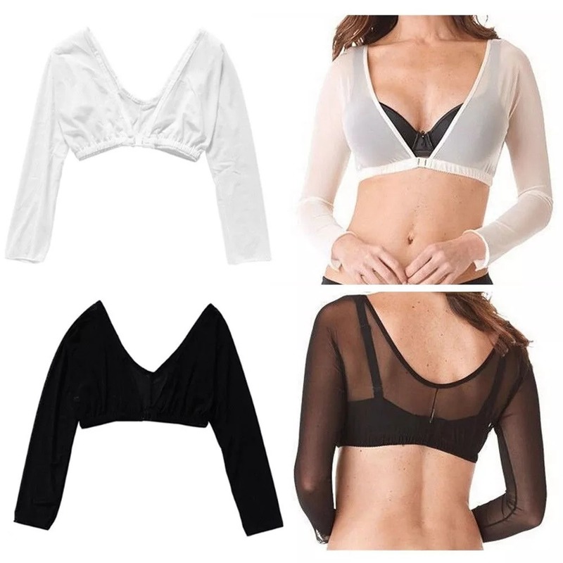 Áo định hình cánh tay phối lưới gợi cảm thời trang cho nữ