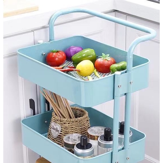 Kệ 3 tầng đa năng có bánh xe chất liệu kim loại
