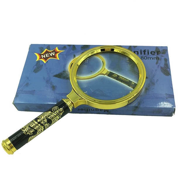 Kính lúp cầm tay Magnifier tay cầm rồng mạ vàng cuộn quanh.