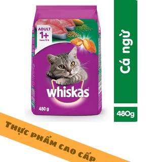 Thức ăn cho mèo Whiskas vị cá ngừ dạng hạt túi 480g