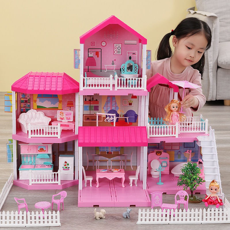 girl play house đồ chơi mô phỏng bộ lâu đài công chúa nhà búp bê Barbie mẫu biệt thự đứa trẻ 6 tuổi 8