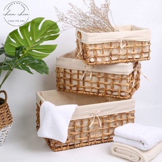Giỏ lục bình thưa có nắp đựng quần áo và đồ đa năng