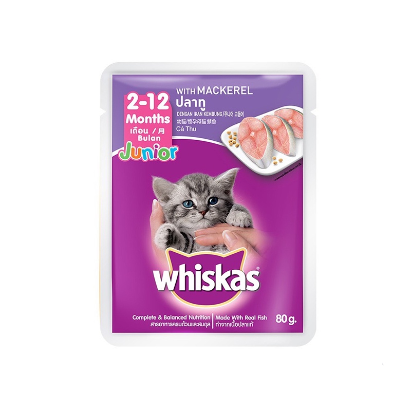[Mã PET50 giảm 10% - tối đa 50K đơn 250K] Pate mèo Whiskas nhiều vị tươi ngon hấp dẫn giàu dinh dưỡng dạng túi 80g