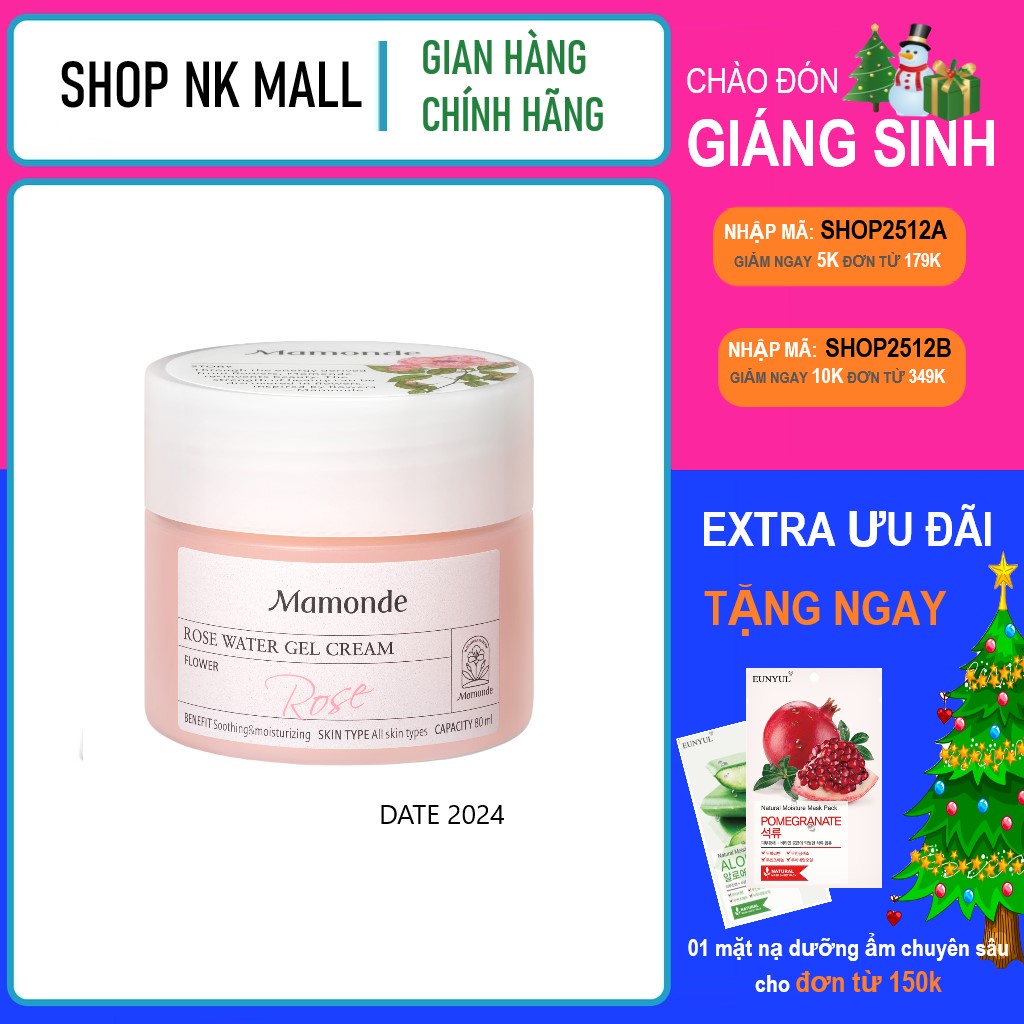 Kem Dưỡng Ẩm ✅Mamonde Rose Water Gel Cream 80ml 🟡Chính Hãng- Chiết Xuất Hoa hồng