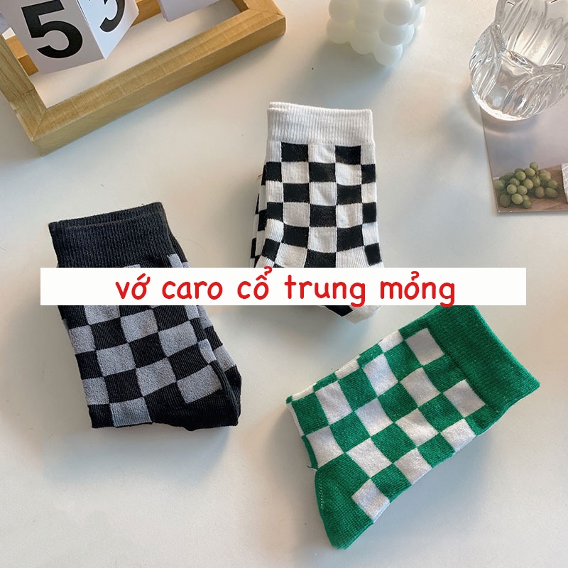 Tất vớ caro 4 màu thời trang - SẴN HÀNG