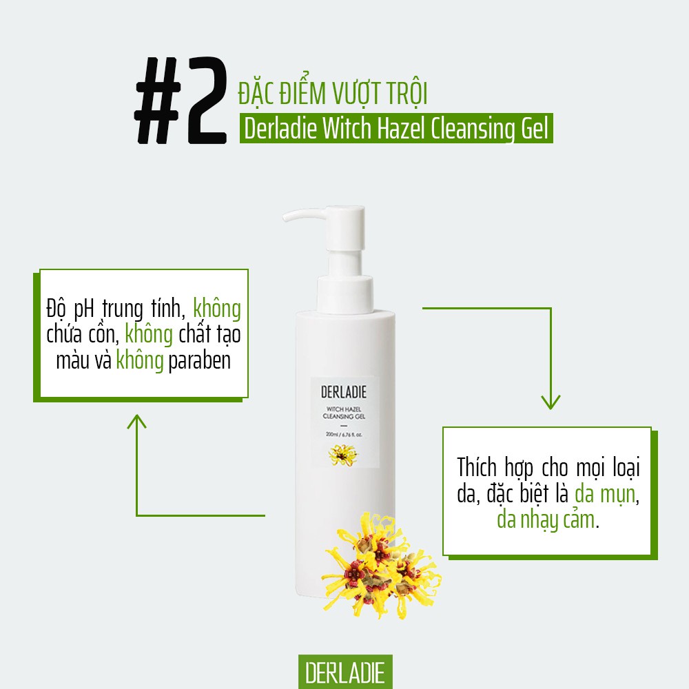 Sữa rửa mặt Derladie Witch Hazel Cleansing Gel 200ml