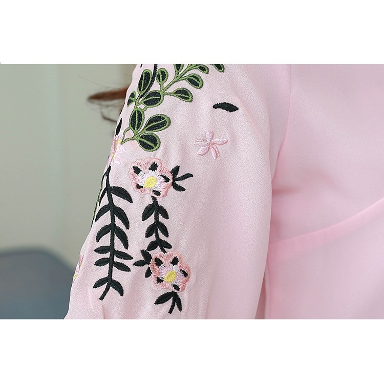 Áo Chiffon Nữ Tay Ngắn Cổ Chữ V Thêu Hoa | BigBuy360 - bigbuy360.vn