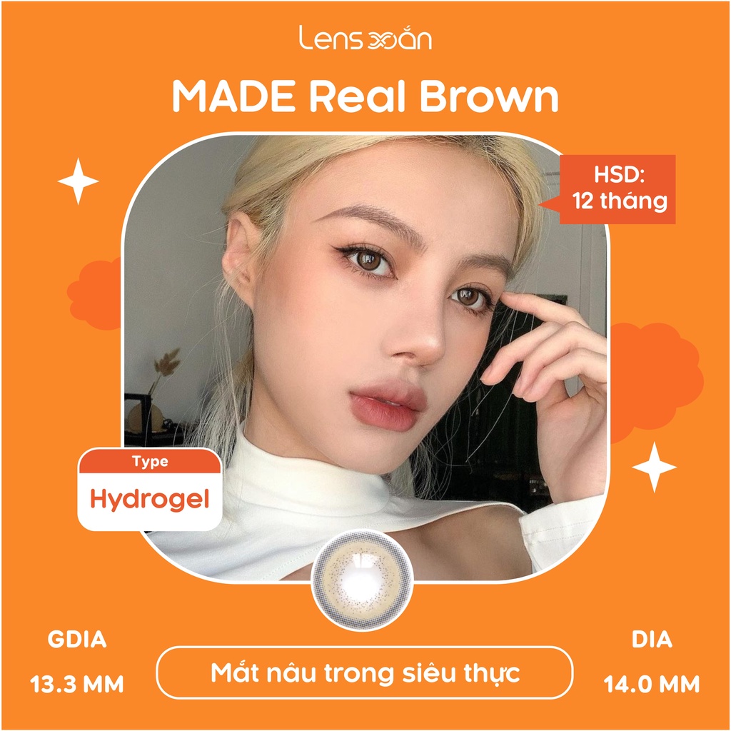 KÍNH ÁP TRÒNG MADE REAL BROWN CỦA IDOL LENS : LENS NÂU VIỀN TỰ NHIÊN HẠN SỬ DỤNG 12 THÁNG CÓ ĐỘ CẬN LỆCH | LENS XOẮN