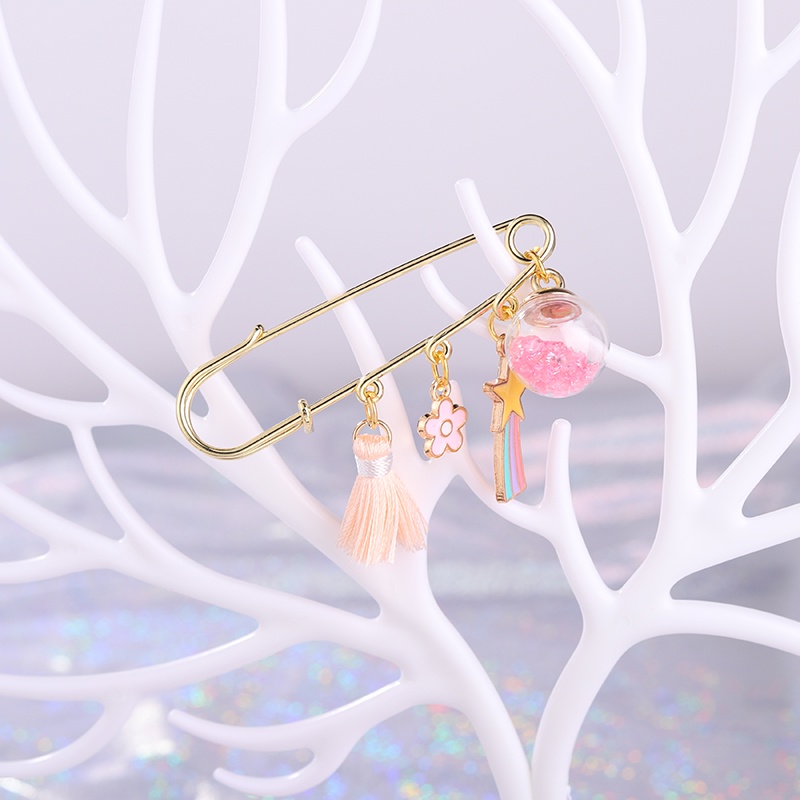 Ghim cài áo trang trí ngôi sao tua rua hạt đá lấp lánh thời trang dành cho cả nam và nữ