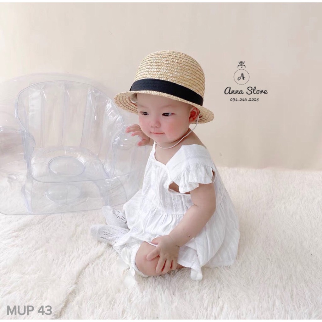 MUP 43: [Hàng có sẵn] Mũ cói Bucket phong cách Hàn Quốc cho bé trai và gái