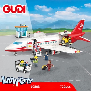 Đồ chơi lắp ráp máy bay city Gudi 10503 livin city vận chuyển hàng, hàng khách và trạm quan sát