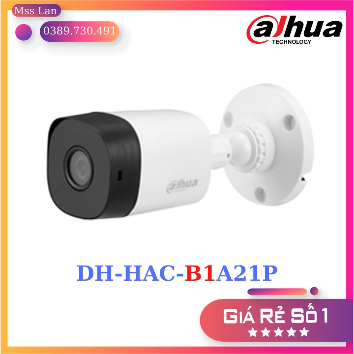 Camera 2.0Mp Dahua DH-HAC-B1A21P Dạng Thân Vỏ Nhựa - Ghi Hình Full HD 1080p