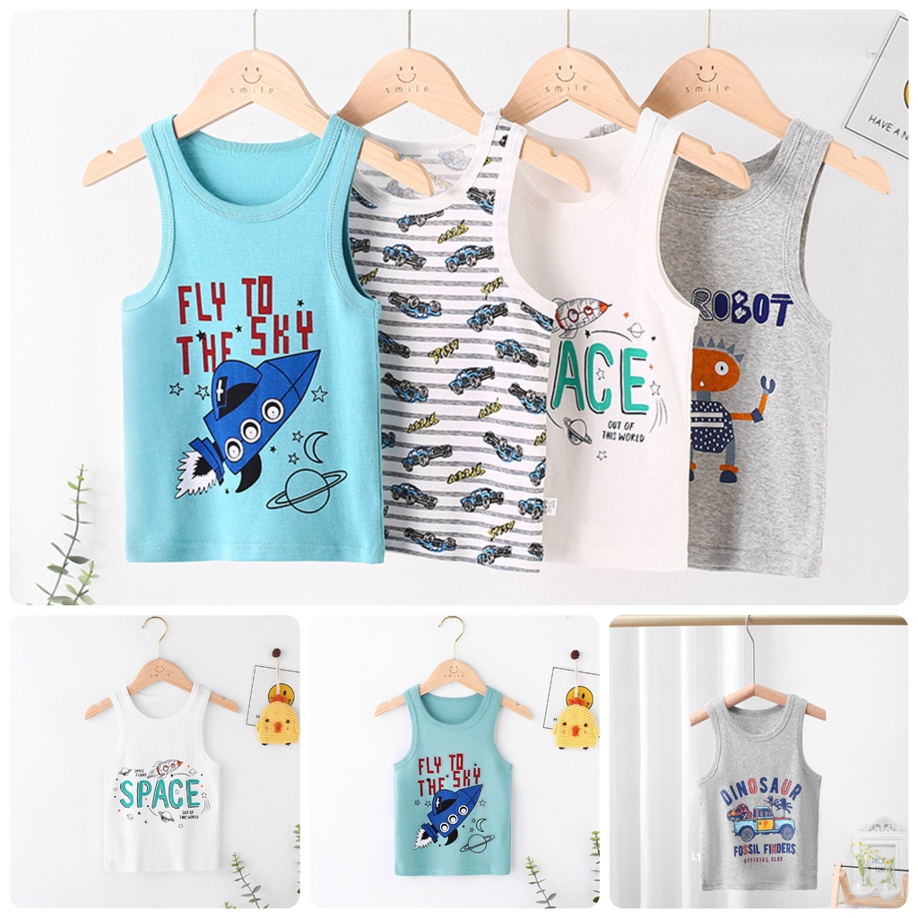 AT55 Size100-160 (12-40Kg) Áo thun bé trai (Áo 2 dây thun gân) Thời trang trẻ Em hàng quảng châu
