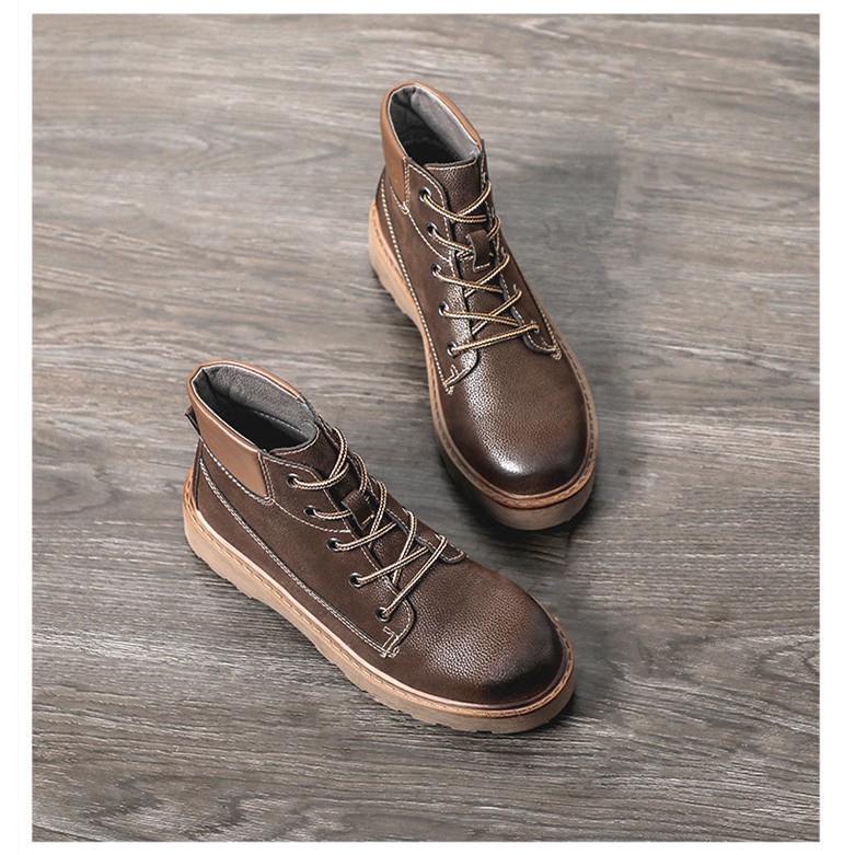 Giày bốt Martin phong cách Nhật Bản đế phẳng(Chiều cao đáy 4cm)❤có sẵn màu đen và màu nâu❤ | BigBuy360 - bigbuy360.vn