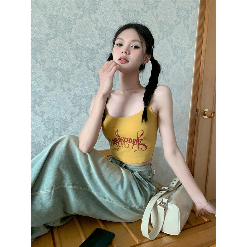 Cocory vn 5 Màu Sắc Áo Croptop Hai Dây Ôm Dáng Vừa Vặn Với Đệm Ngực Cho Nữ