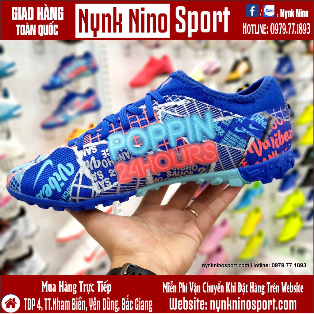 Giày Bóng Đá Mercurial Vapor 13 Pro Jadon Sancho Xanh Biển Vạch Trắng TF