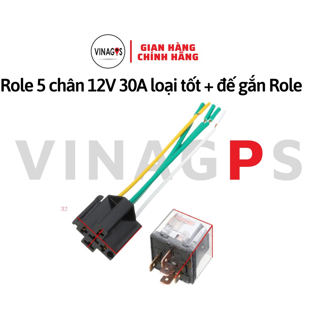 Rơ le 5 chân 12V 30A loại tốt + đế gắn Rơ le 4 dây. Hàng đẹp - Relay