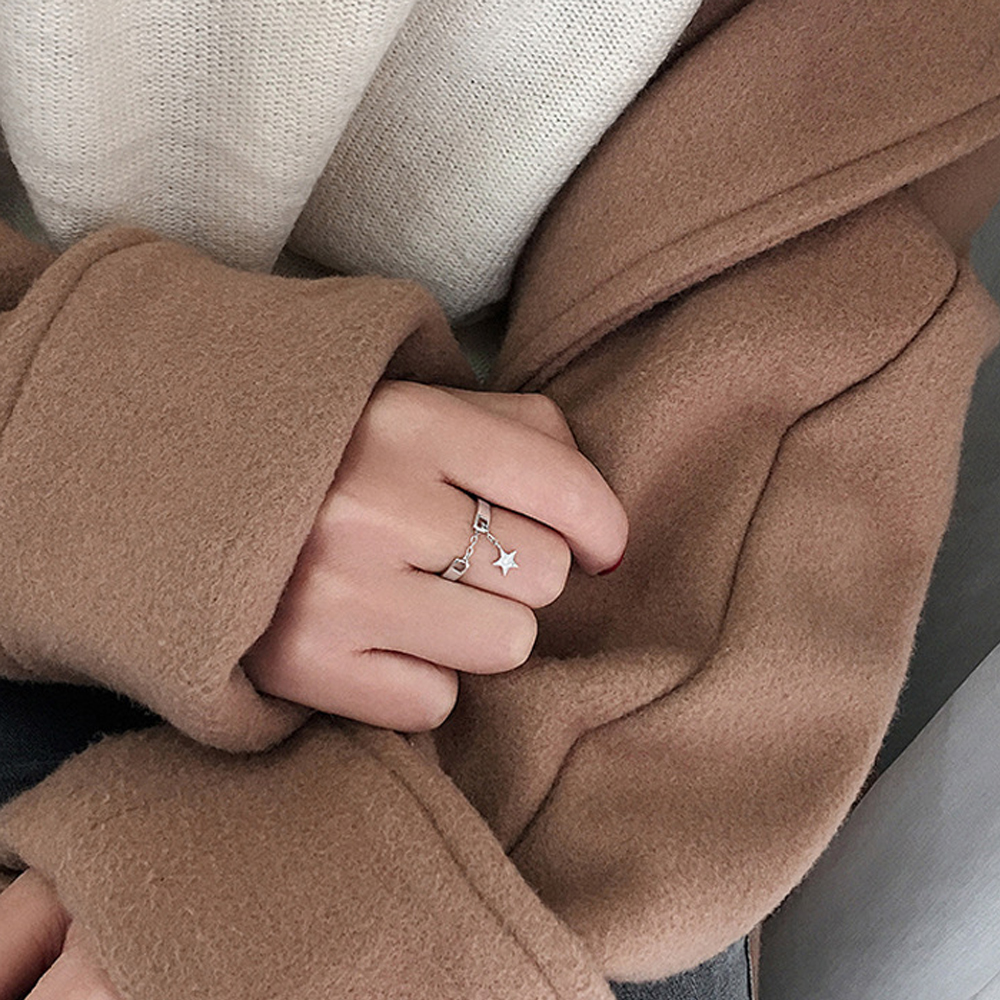 Nhẫn Hình Mặt Trăng Và Ngôi Sao Thời Trang Cho Nữ