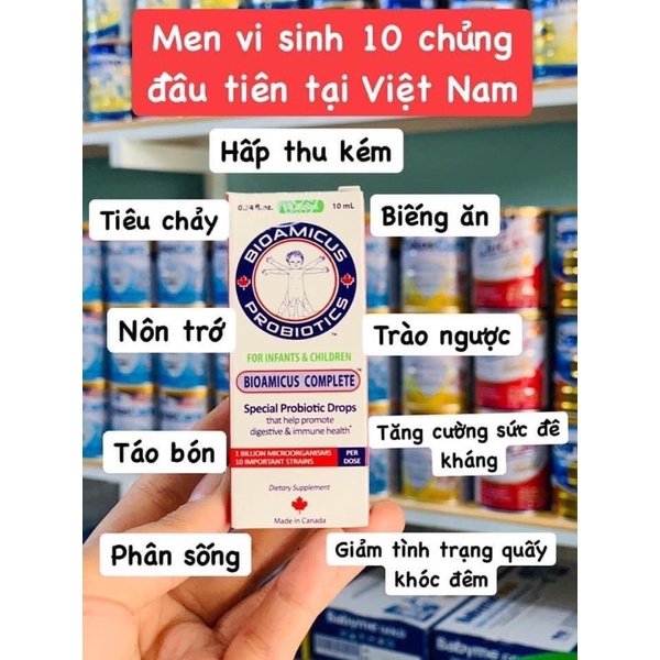 Men vi sinh 10 chủng Bioamicus tặng 1 dầu tràm bé thơ