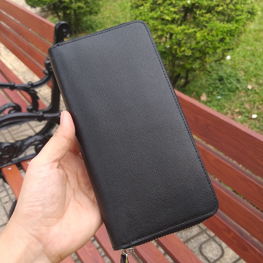 Bóp ví dài khóa kéo Owen dành cho nam, nữ da bò cao cấp nhập khẩu