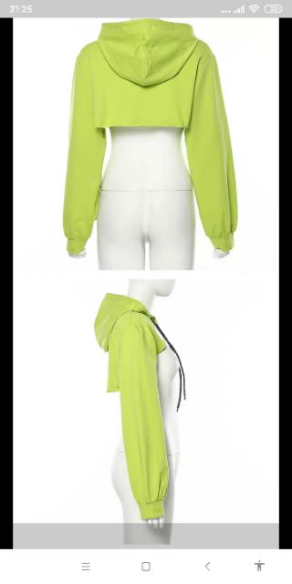 Áo hoodie croptop hở ngực dài tay có mũ