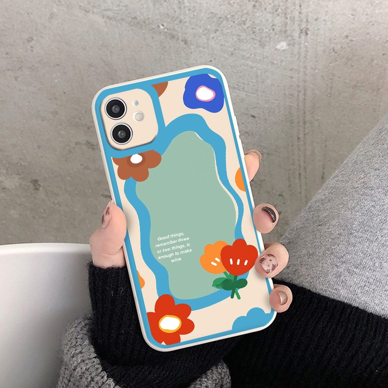 Ốp Lưng iphone vuông cạnh Ốp Điện Thoại Vẽ Màu Nước IPhone 13promax 12 Mini 11 Pro Max X XR XS Max 8 7 Plus SE 2020