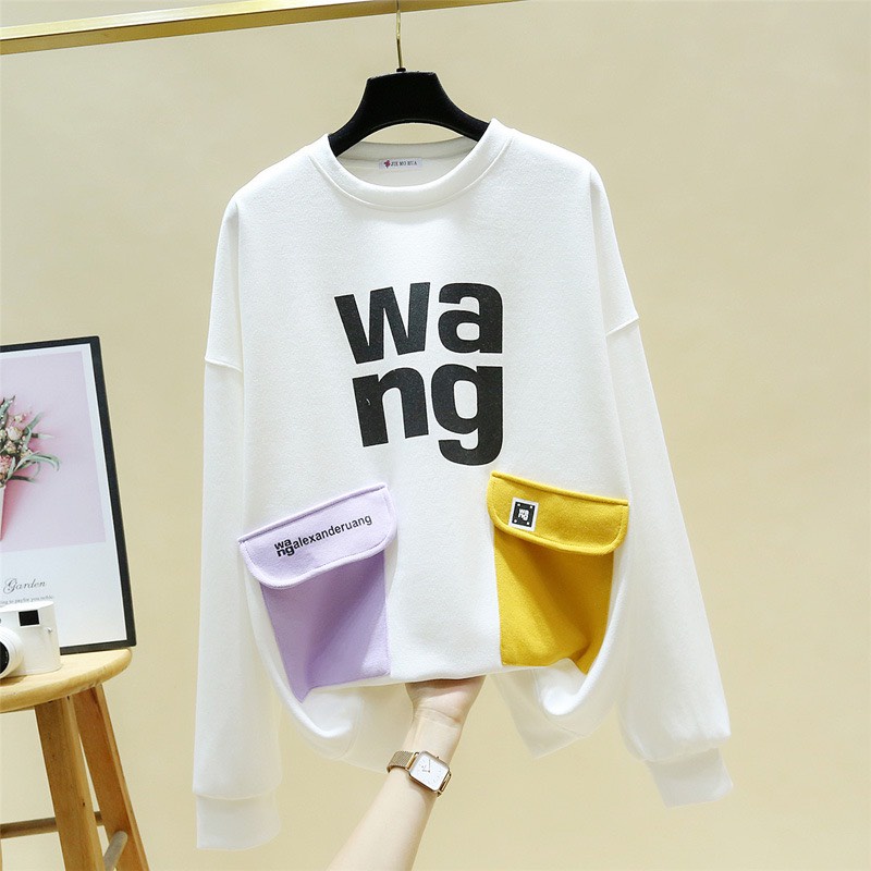 ❤️ HÓT ❤️ Áo Sweater Nữ 2 Túi Trước Dài Tay Cổ Tròn Form Rộng Chất Nỉ Dày Phong Cách Hàn Quốc 4 Màu Đen Trắng Hồng Tím | BigBuy360 - bigbuy360.vn