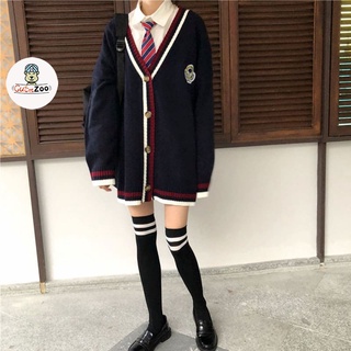 Áo khoác LOGO nữ cổ tim Cardigan viền rót cài cúc chất nỉ bông hot trend cá tính - CUTE_ZOO