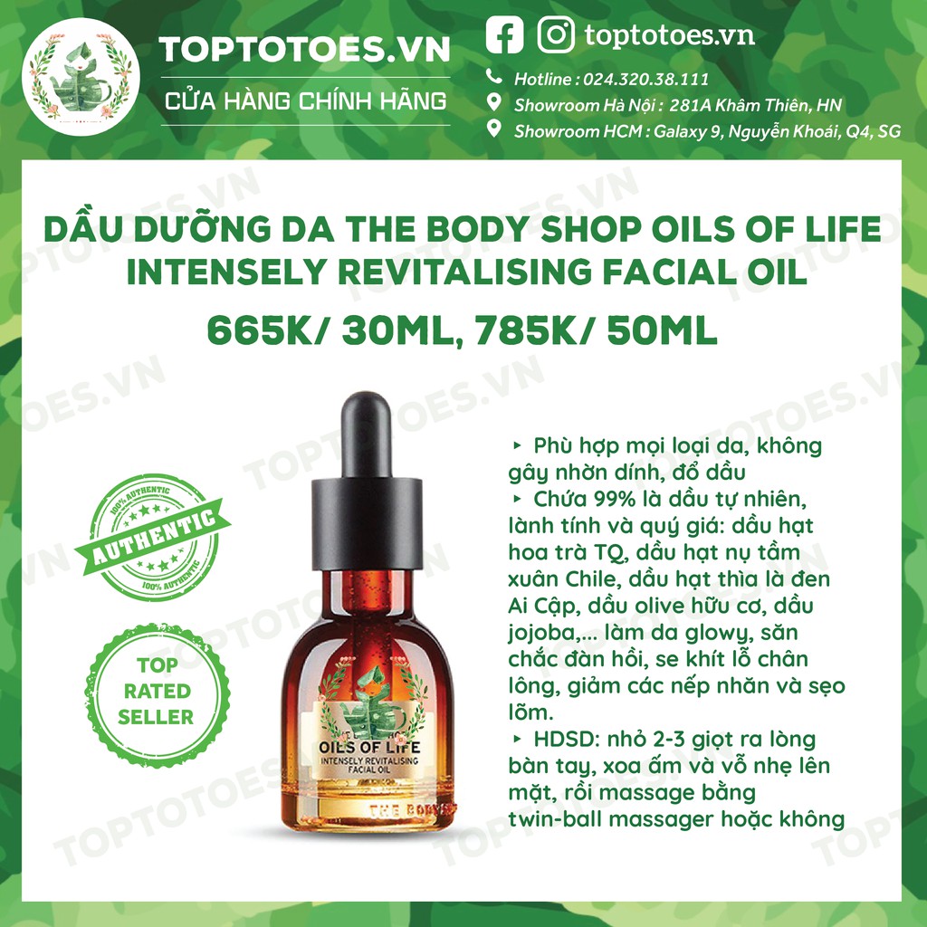 Bộ sản phẩm làm căng mọng và trẻ hoá da cao cấp OILS OF LIFE THE BODY SHOP essence, oil, serum, kem dưỡng