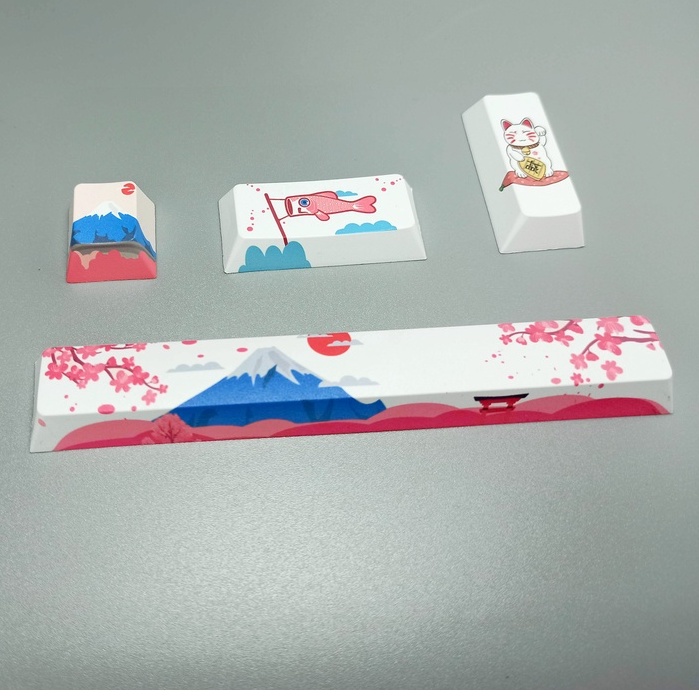 Bộ 4 Nút Bàn Phím Cơ PBT Hình Hoa Anh Đào Fuji CHERRY Độc Đáo