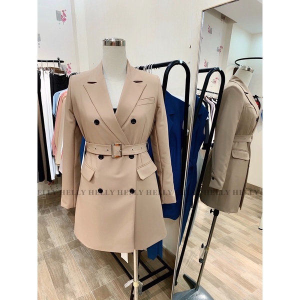 BLAZER NUDE CỔ VEST FORM DÀI CÓ THỂ MẶC THÀNH ĐẦM (Kèm Belt)
