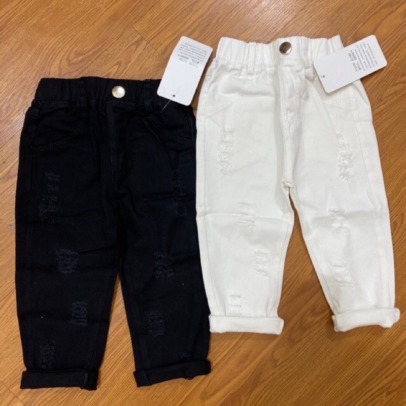 Quần dài kaki đen trắng rách cho bé trai 8-30kg