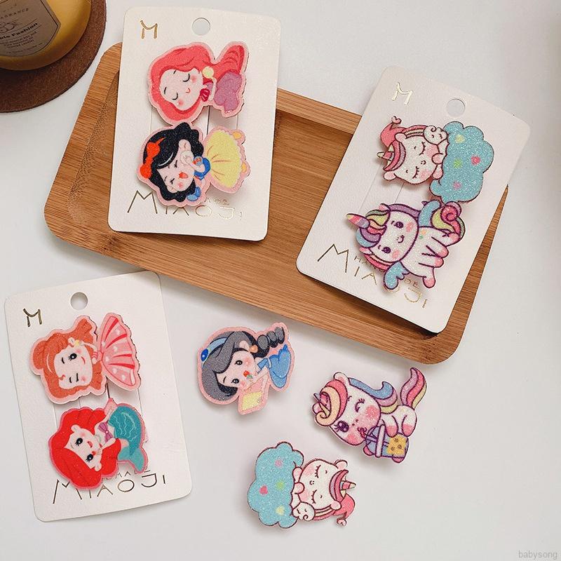 Set 2 kẹp tóc hình ngựa một sừng thời trang cho bé gái