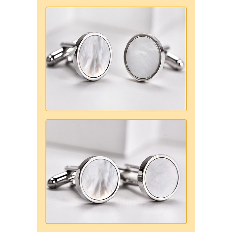 Khuy Măng Sét Hình Vỏ Sò Tròn Cao Cấp Dành Cho Nam