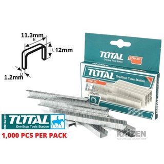TOTAL Đinh ghim chữ U bấm gỗ nhựa bằng thép cứng Hộp 1000 thép 1.2mm cao 8mm 10mm 12mm