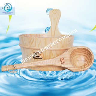 Xô gáo gỗ dùng cho phòng xông hơi khô để tưới đá sauna tạo độ ẩm phòng