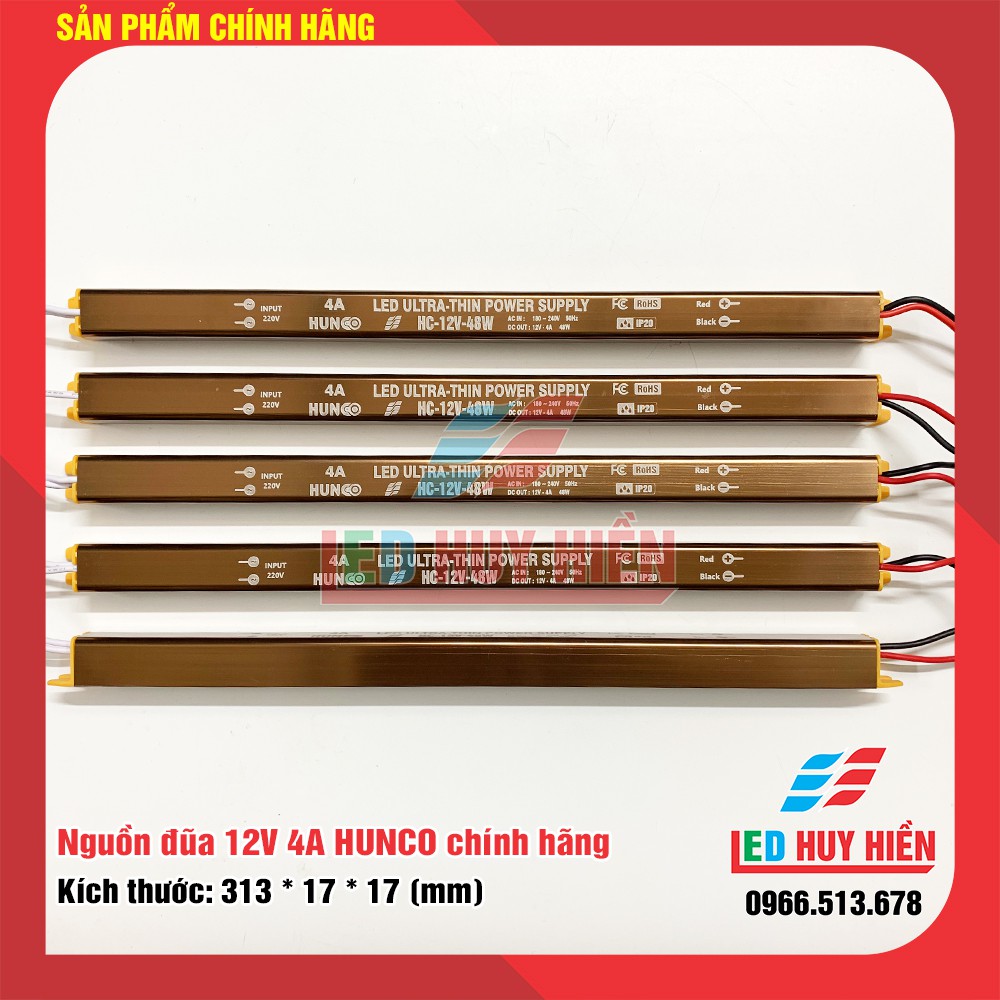 nguồn Led 12v4a (48W) đủ công suất HUNCO Đồng, nguồn đũa 12v 4a chuyên cho tranh led, led cuộn