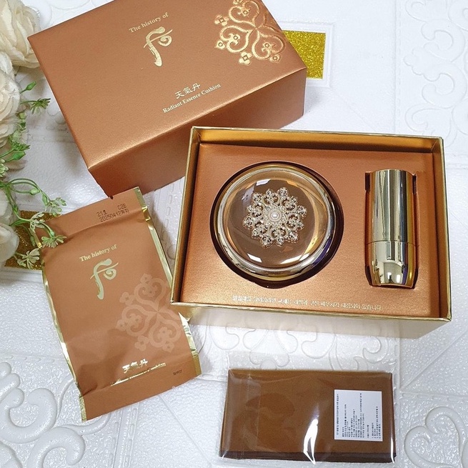 SÉT PHẤN NƯỚC WHOO TÁI SINH MẪU MỚI-Whoo Radiant Essence Cushion SPF50+/PA+++