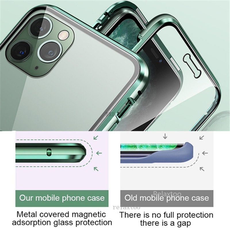 Ốp Điện Thoại Kính Cường Lực Hai Mặt Nắp Lật Kim Loại Cho iphone 15 14 pro max plus 15promax iphone15 5g 15pro 15plus