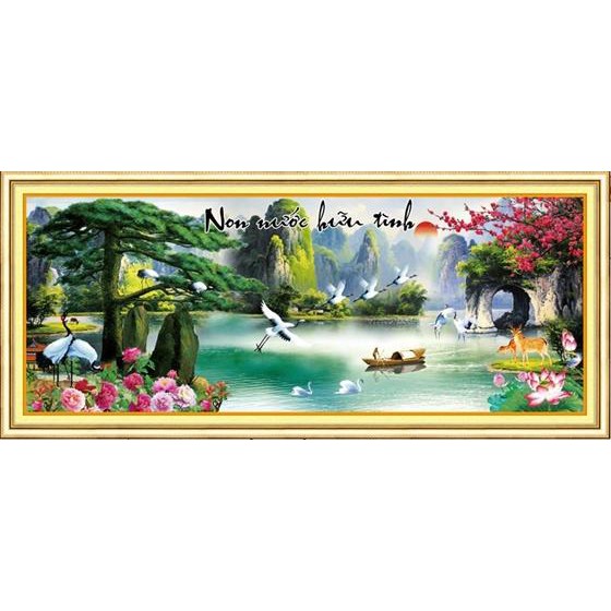 Tranh Đính Đá ABC 3D Non Nước Hữu Tình Y191 , H827 (KHÁCH TỰ ĐÍNH) KT:161X67CM