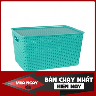 [HÀNG HOT] 3 giỏ nhựa đựng đồ có nắp - 42,5*29,5*22,5cm