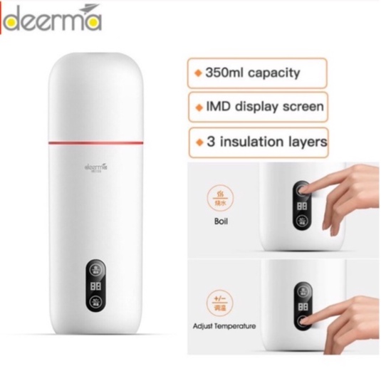 Bình đun nước giữ nhiệt Xiaomi Deerma DR035 portable electric water bottle - Hàng Chính Hãng