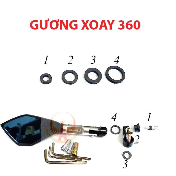 1 CHIẾC BÊN TRÁI- gương 5 cạnh gập xoay tự động 360 tặng kèm bộ lục giác gắn cho các dòng xe