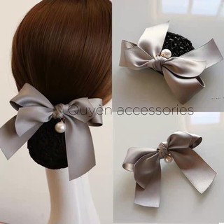 Kẹp nơ lụa đính đá