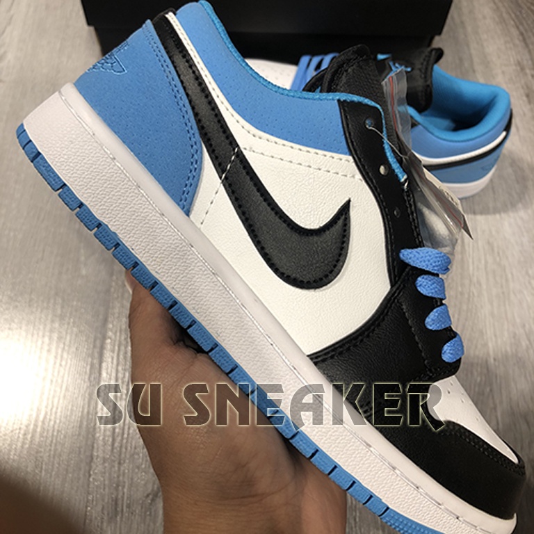 [ Su Sneaker ] Giày thể thao Sneakers Jordan 1 Low Laser Blue ,JD Laser Blue đen trắng gót xanh dương cổ thấp (Full Box) | BigBuy360 - bigbuy360.vn