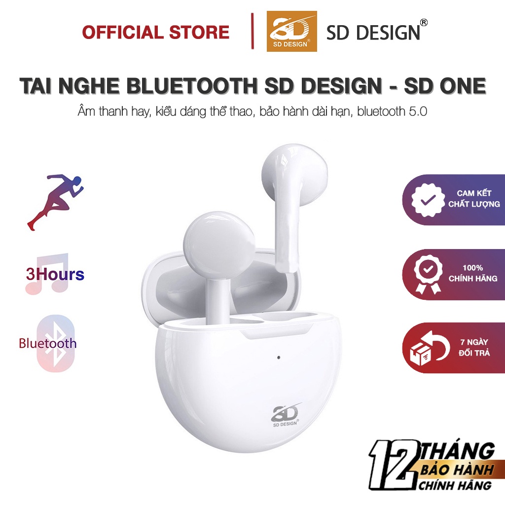 Tai Nghe Không Dây Bluetooth SD One chính hãng SD Design, chất âm hay, Bảo hành 12 tháng 1 đổi 1