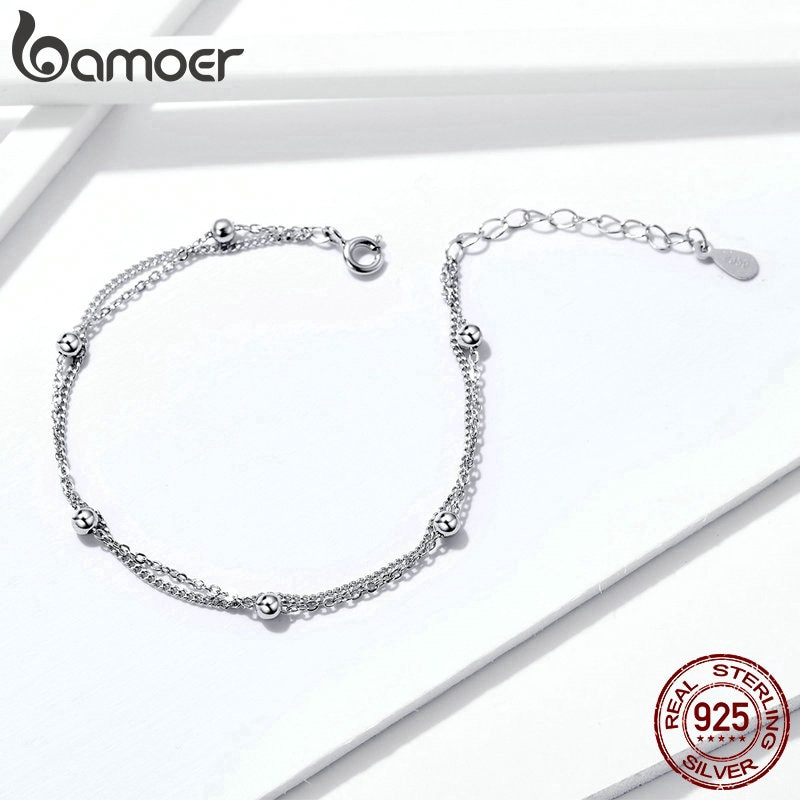 Vòng Đeo Tay Bamoer 2 Lớp bạc Thời Trang Cho Nữ